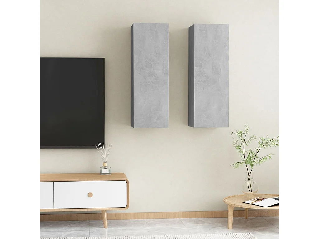TV-Schränke 2 Stk. Betongrau 30,5x30x90 cm Holzwerkstoff
