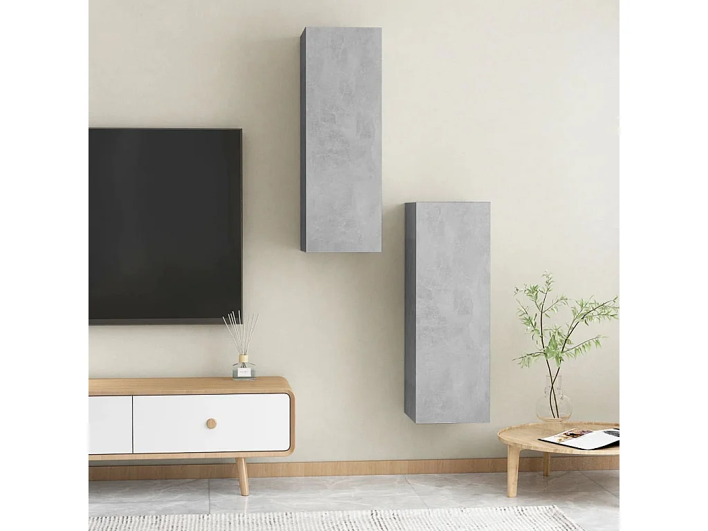 TV-Schränke 2 Stk. Betongrau 30,5x30x90 cm Holzwerkstoff