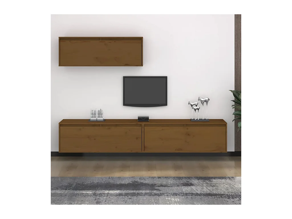 TV-Schränke 3 Stk. Honigbraun Massivholz Kiefer
