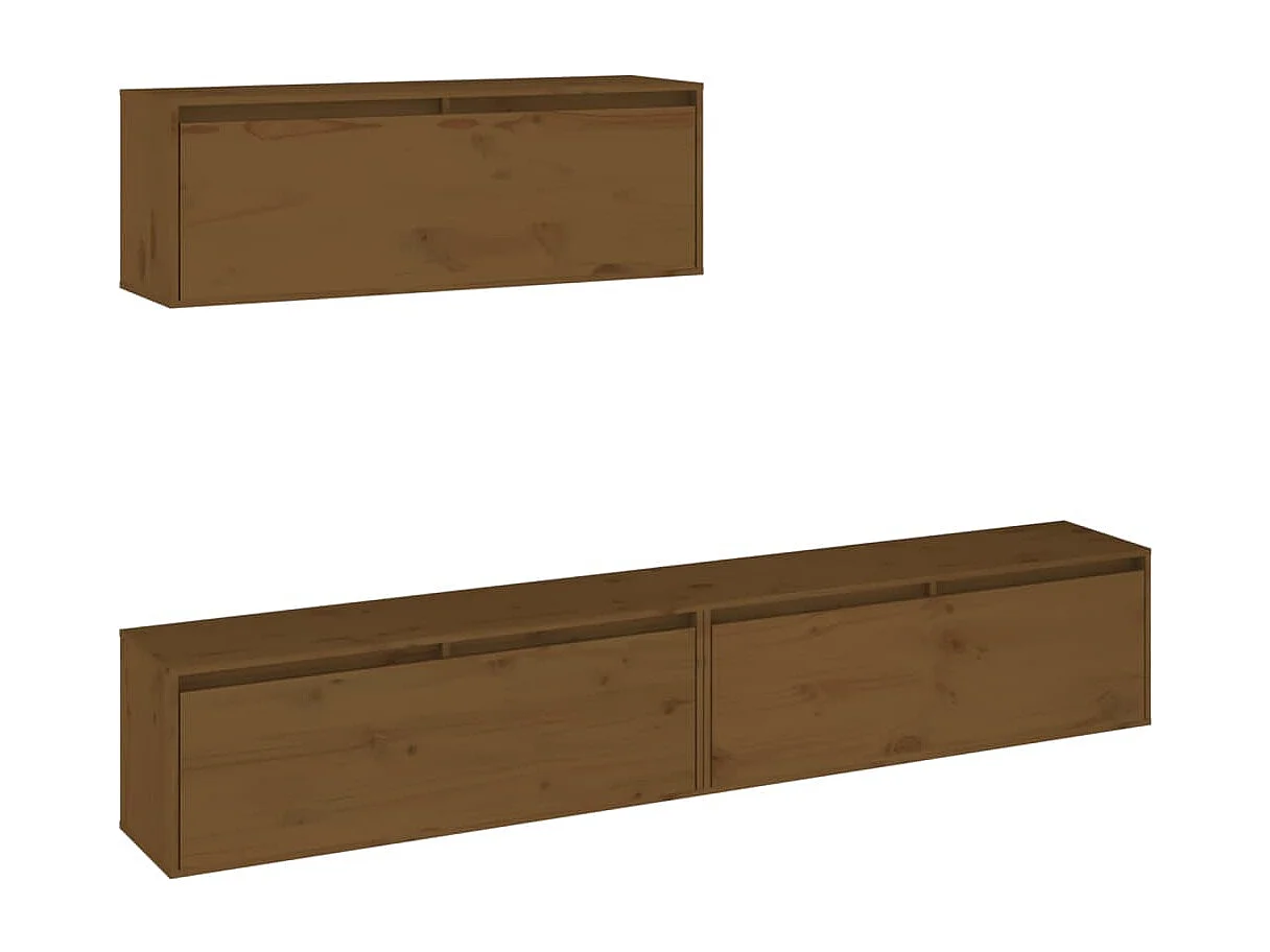 Tv-meubelen 3 st massief grenenhout honingbruin