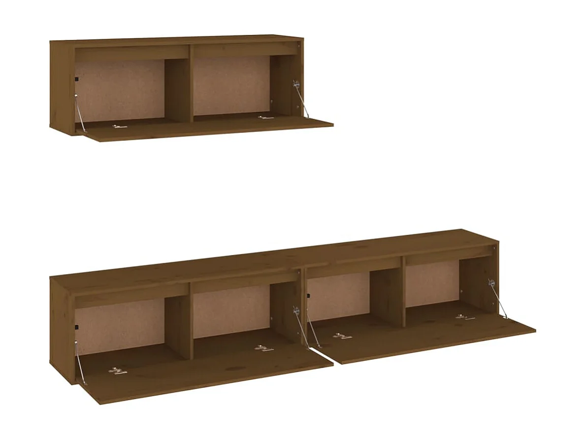 Tv-meubelen 3 st massief grenenhout honingbruin