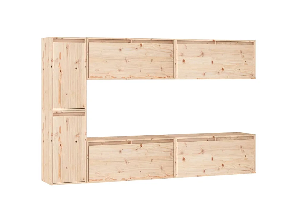 Mobili Porta TV 6 pz in Legno Massello di Pino