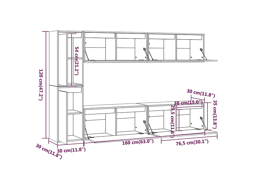 Mobili Porta TV 6 pz in Legno Massello di Pino