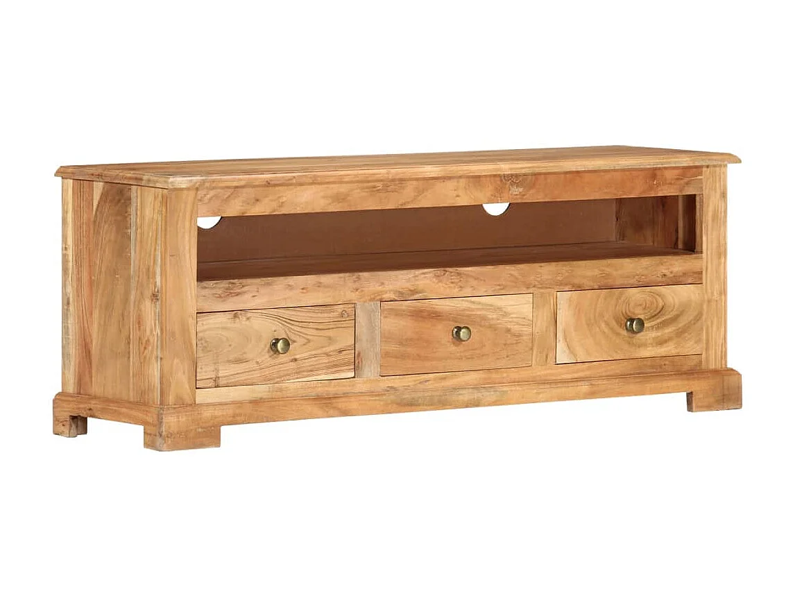 Meuble TV Bois massif d'acacia 110x30x40 cm Marron
