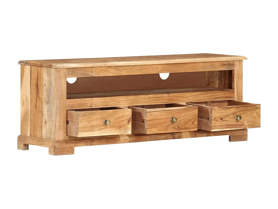 Meuble TV Bois massif d'acacia 110x30x40 cm Marron