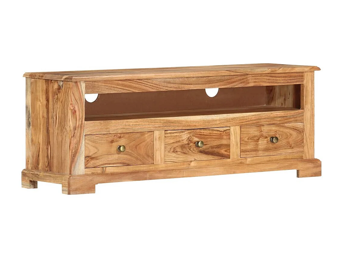 Meuble TV Bois massif d'acacia 110x30x40 cm Marron