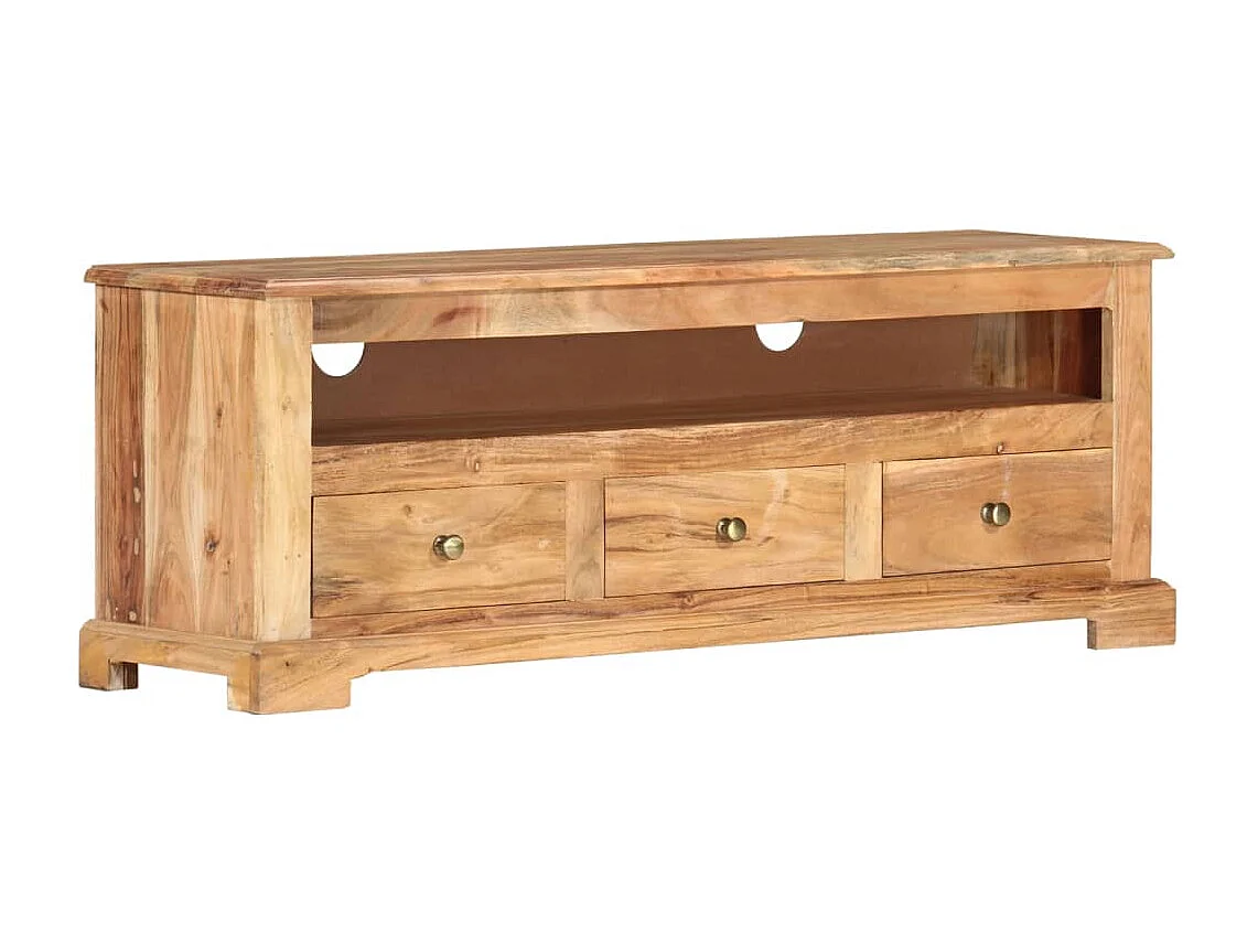 Meuble TV Bois massif d'acacia 110x30x40 cm Marron