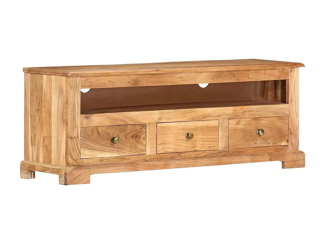 Meuble TV Bois massif d'acacia 110x30x40 cm Marron