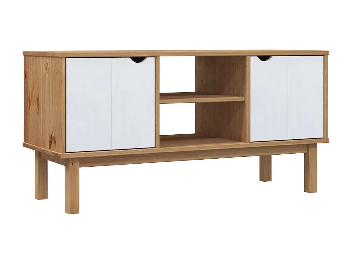 TV-Schrank OTTA Braun&Weiß 113,5x43x57 cm Massivholz Kiefer