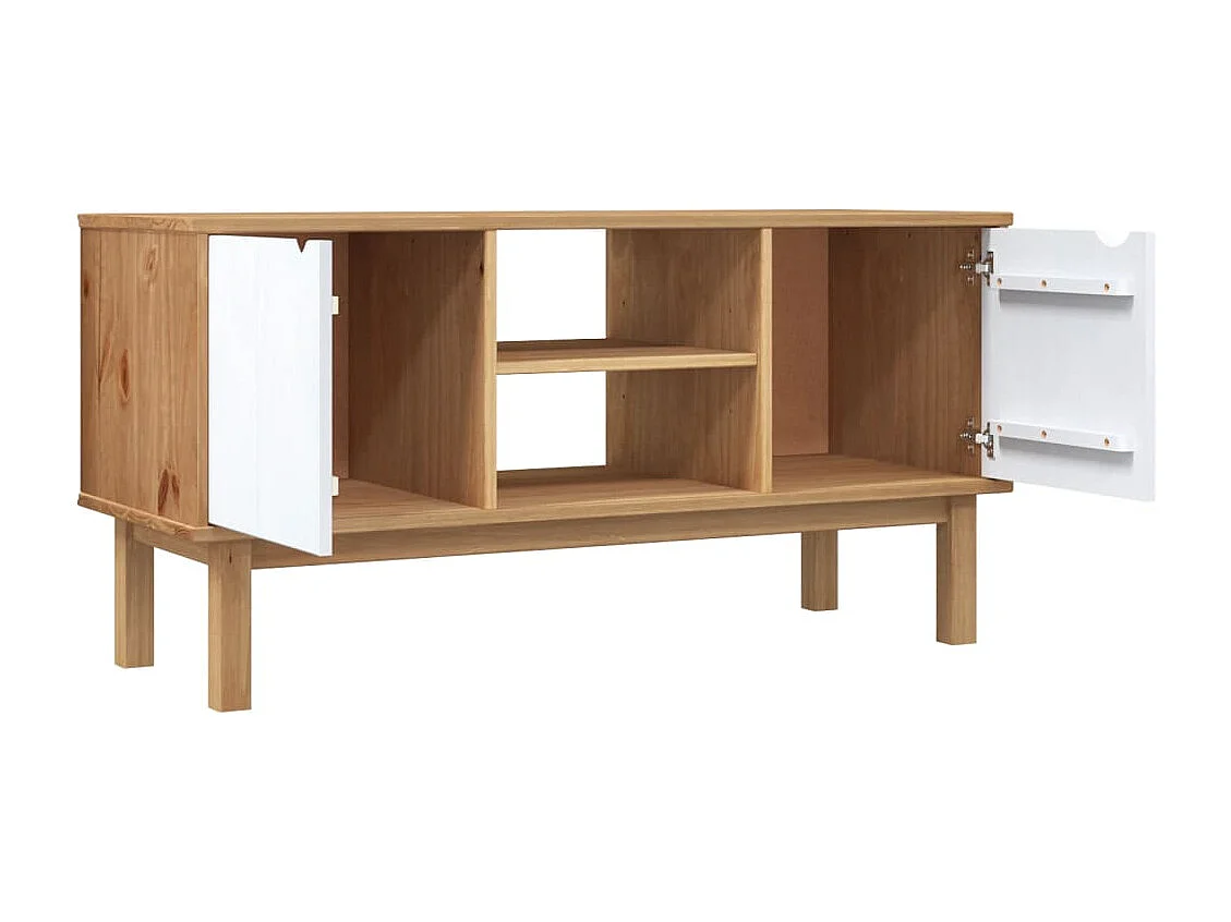 TV-Schrank OTTA Braun&Weiß 113,5x43x57 cm Massivholz Kiefer