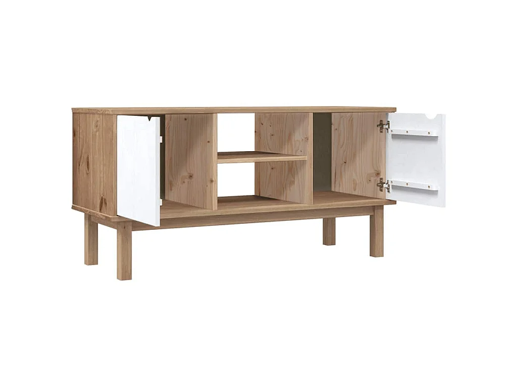 Mobile TV OTTA Marrone e Bianco 113,5x43x57 cm in Legno di Pino