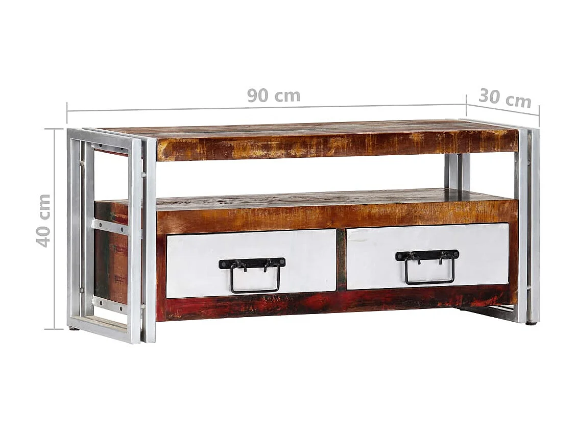 Meuble TV 90x30x40 cm Bois de récupération massif