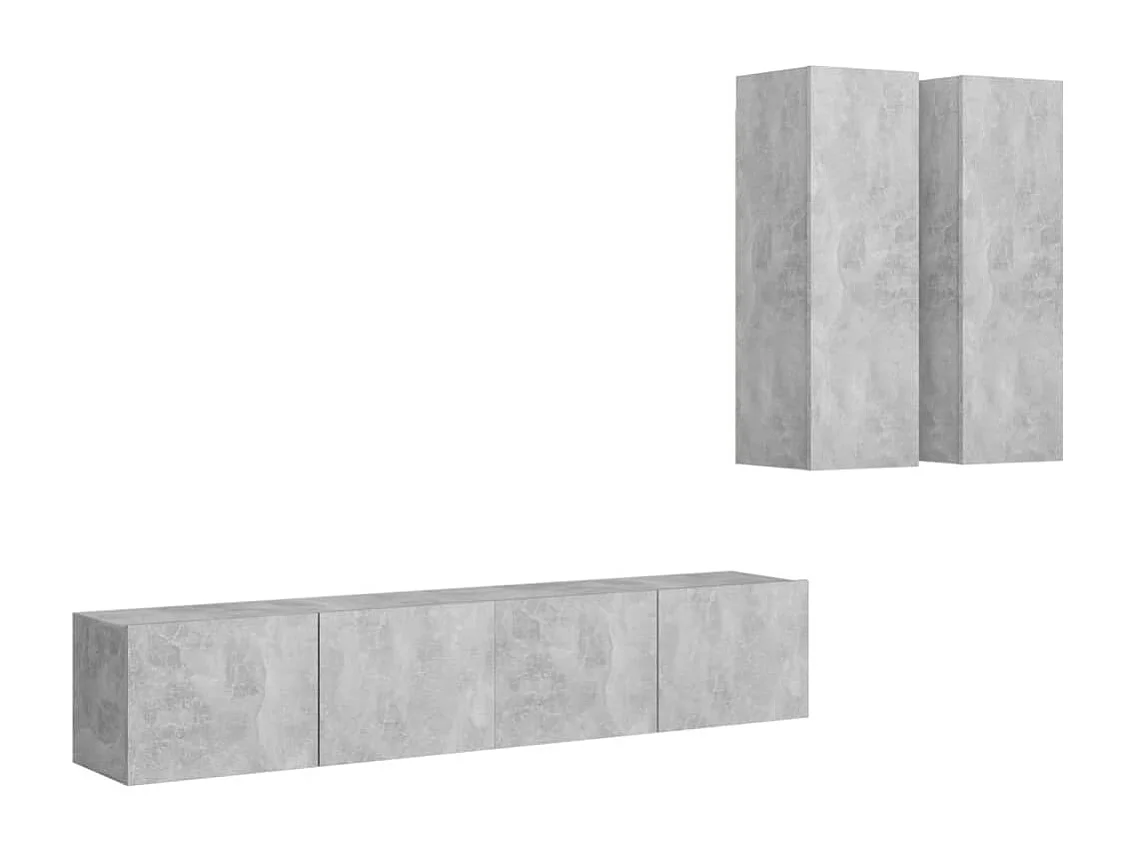 Ensemble de meubles TV 4 pcs Gris béton Bois d'ingénierie