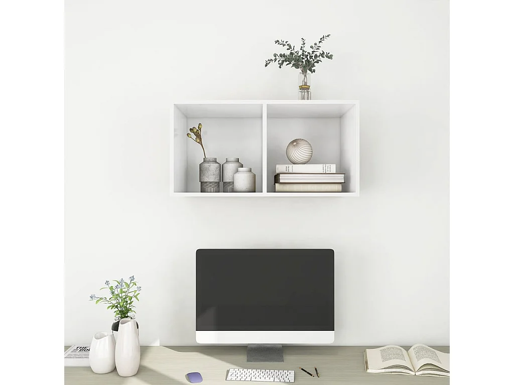 Armadietto TV da Parete Bianco 37x37x72 cm in Legno Multistrato