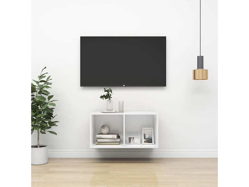 Meuble TV mural Blanc 37x37x72 cm Bois d’ingénierie
