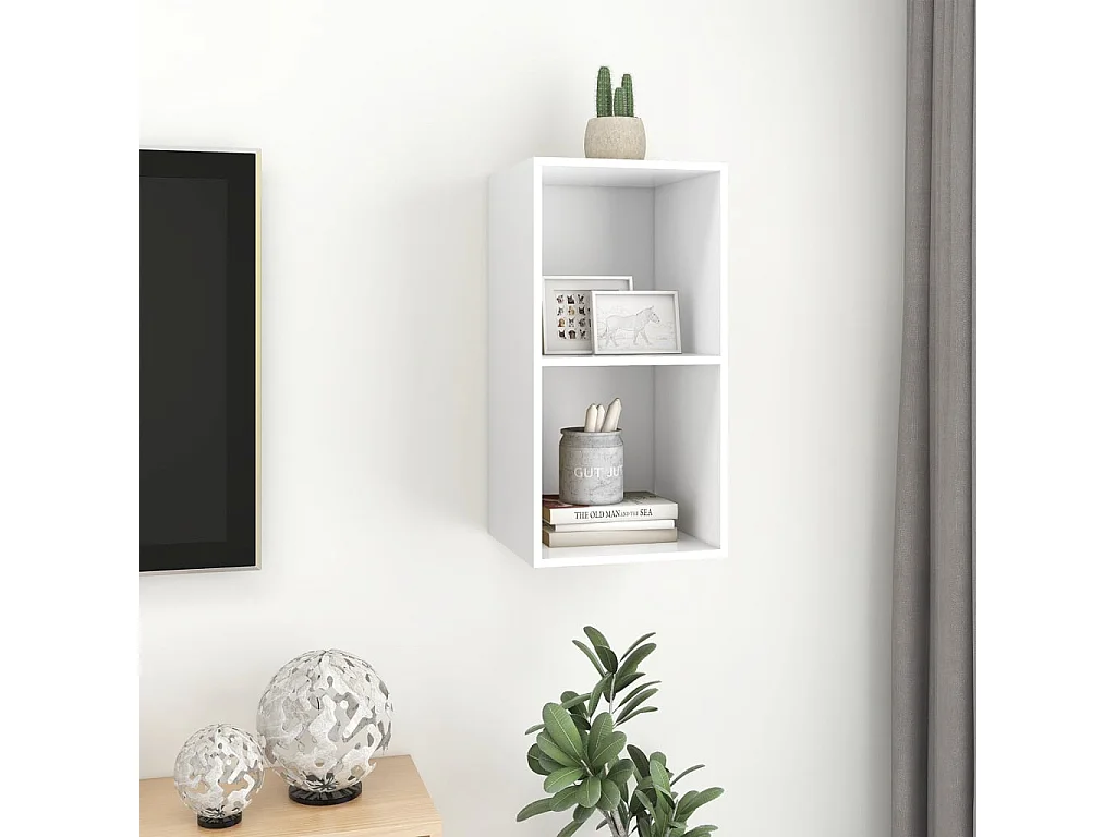 Meuble TV mural Blanc 37x37x72 cm Bois d’ingénierie