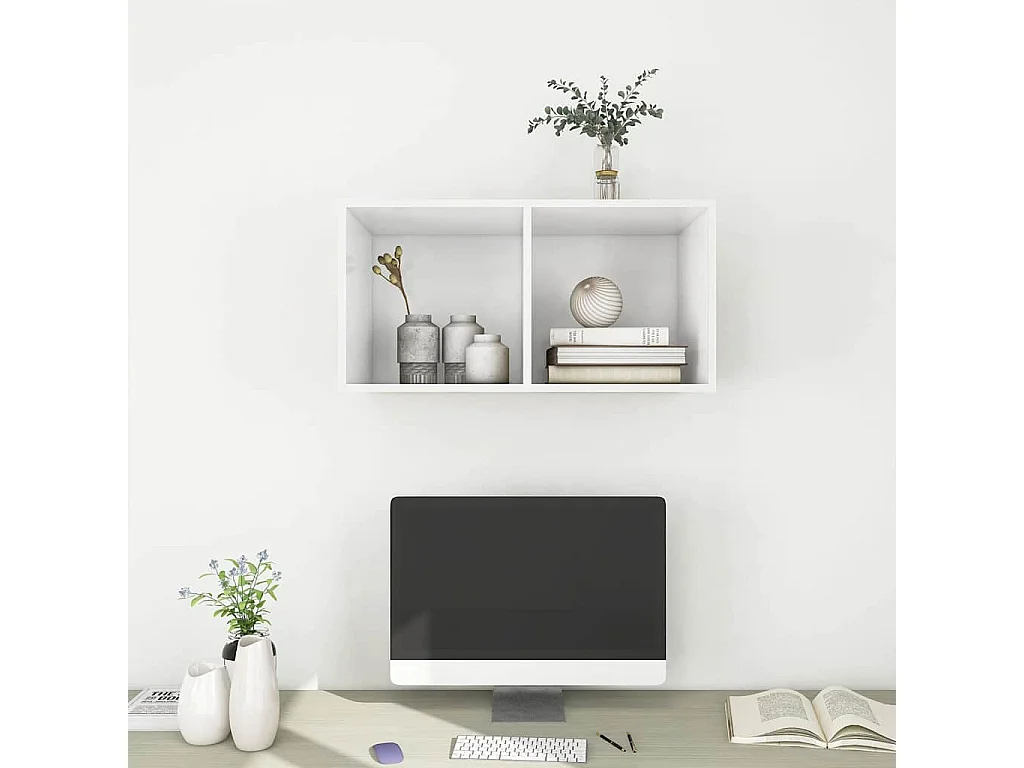 Meuble TV mural Blanc 37x37x72 cm Bois d’ingénierie