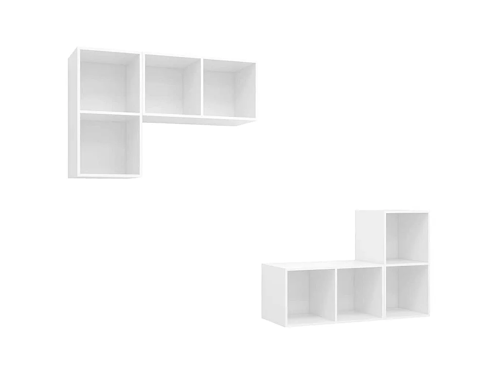 Mobili TV a Parete 4 pz Bianco in Legno Multistrato