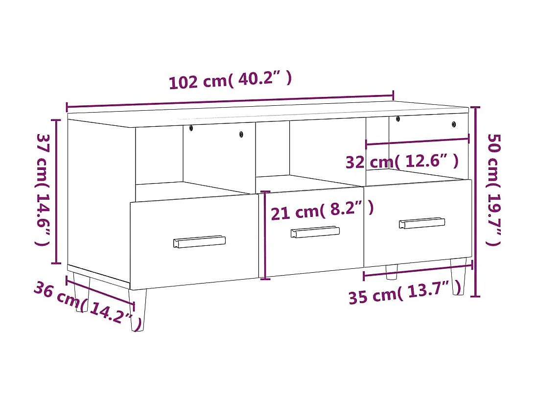 TV-Schrank Grau Sonoma 102x36x50 cm Holzwerkstoff