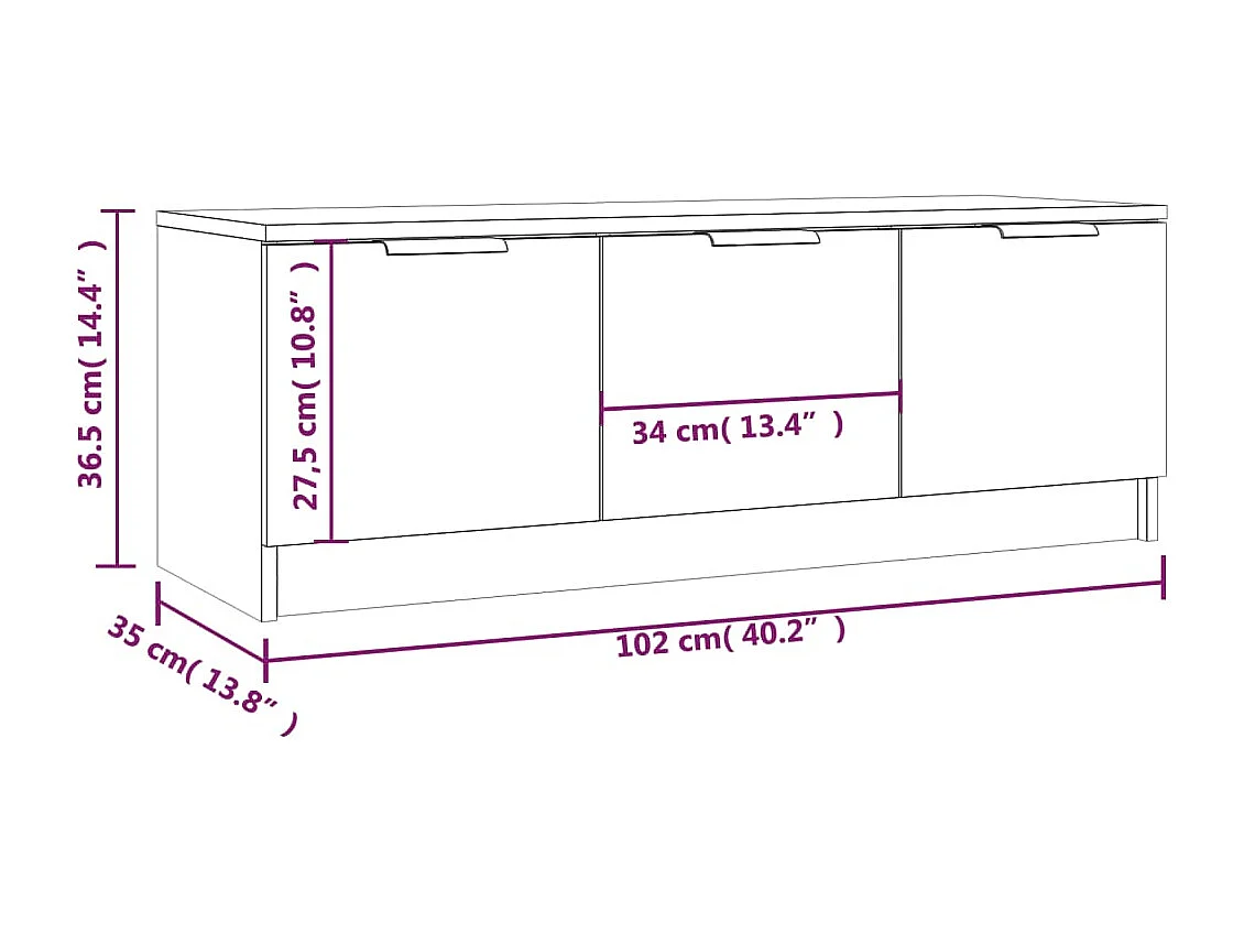 Mobile Porta TV Rovere Sonoma 102x35x36,5 cm Legno Multistrato