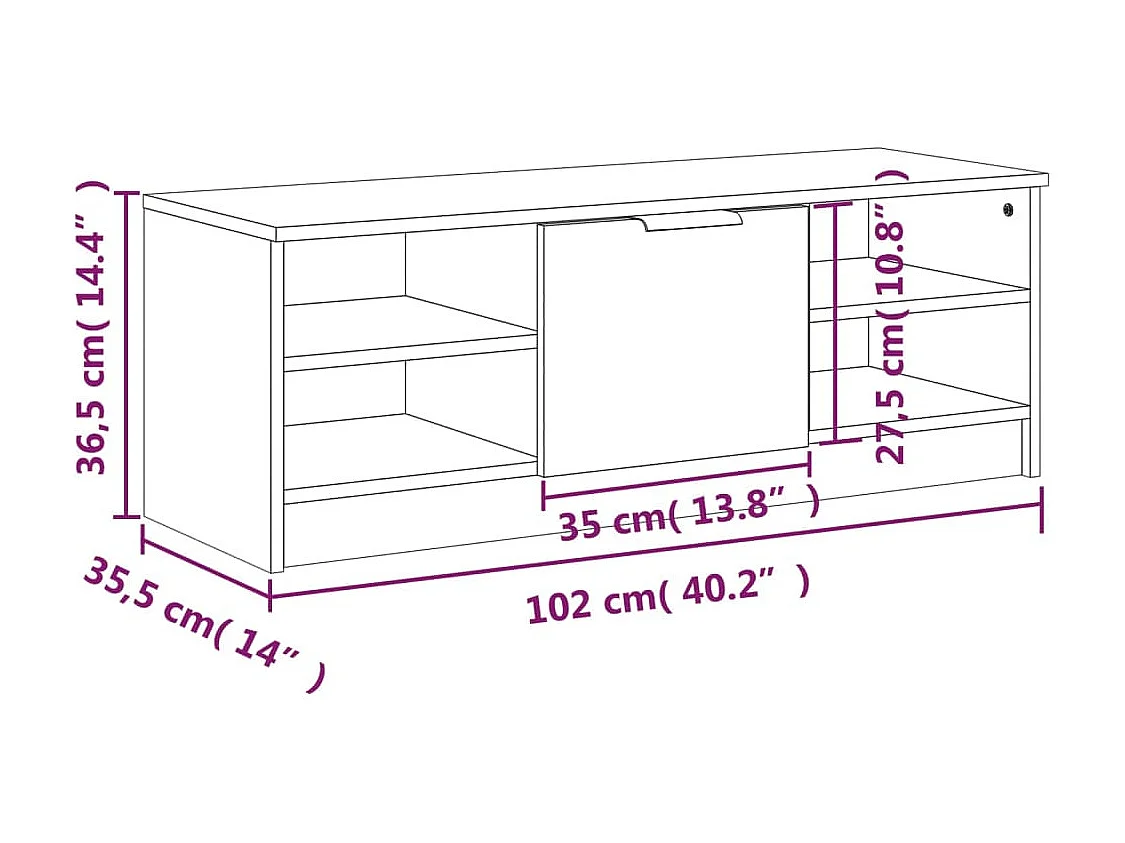 Meuble TV Chêne fumé 102x35,5x36,5 cm Bois d'ingénierie