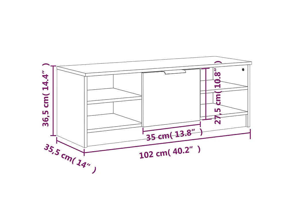 Mobile TV Rovere Fumo 102x35,5x36,5 cm in Legno Multistrato