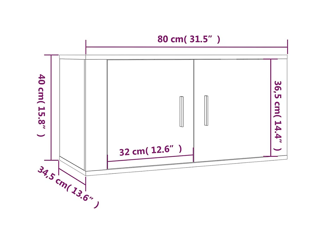 Mueble para TV de pared roble Sonoma 80x34,5x40 cm