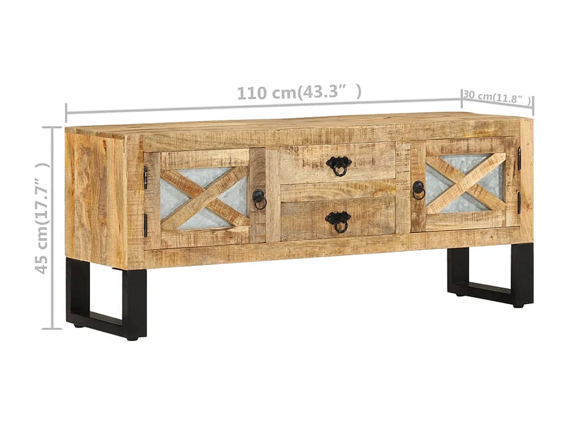 TV-Schrank 110x30x45 cm Raues Mangoholz