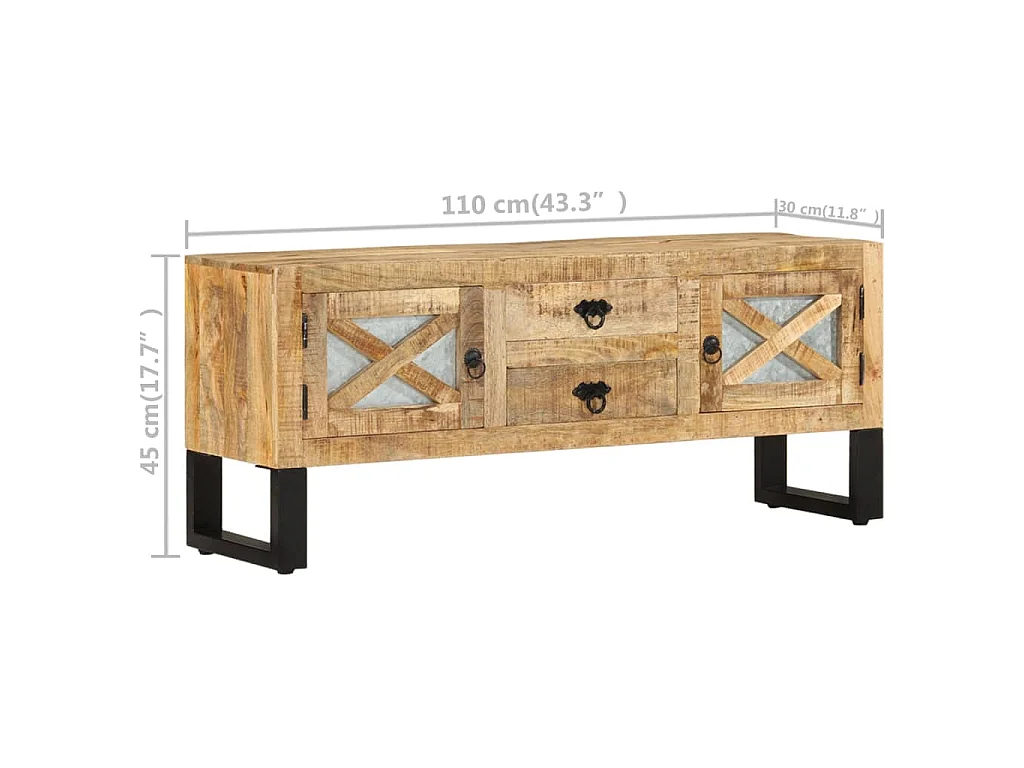 Móvel de TV 110x30x45 cm madeira de mangueira áspera