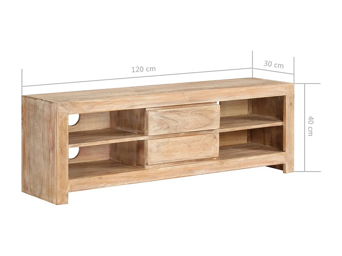 Mobile Porta TV in Legno di Acacia 120x30x40cm Marrone Chiaro