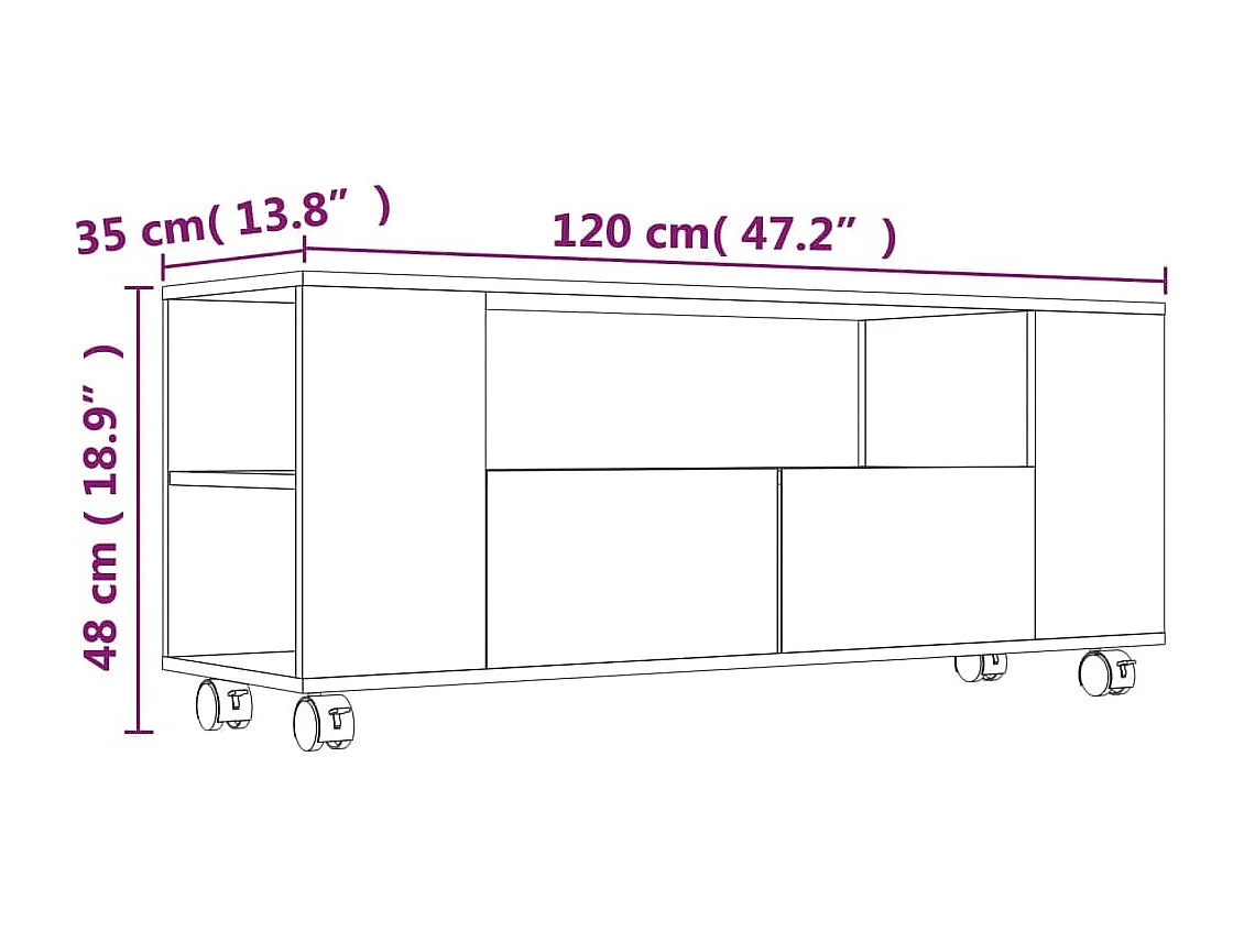 TV-Schrank Schwarz 120x35x48 cm Holzwerkstoff