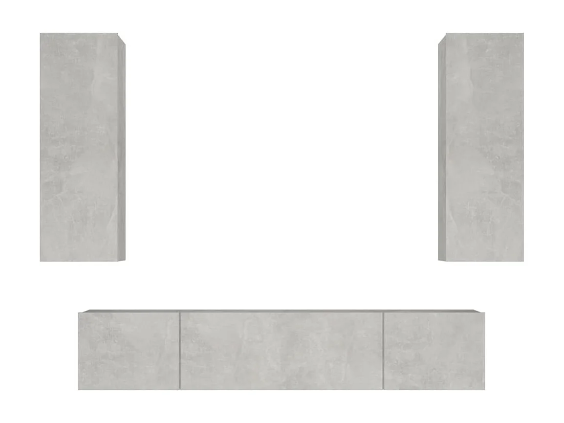 Ensemble de meubles TV 4 pcs Gris béton Bois d'ingénierie