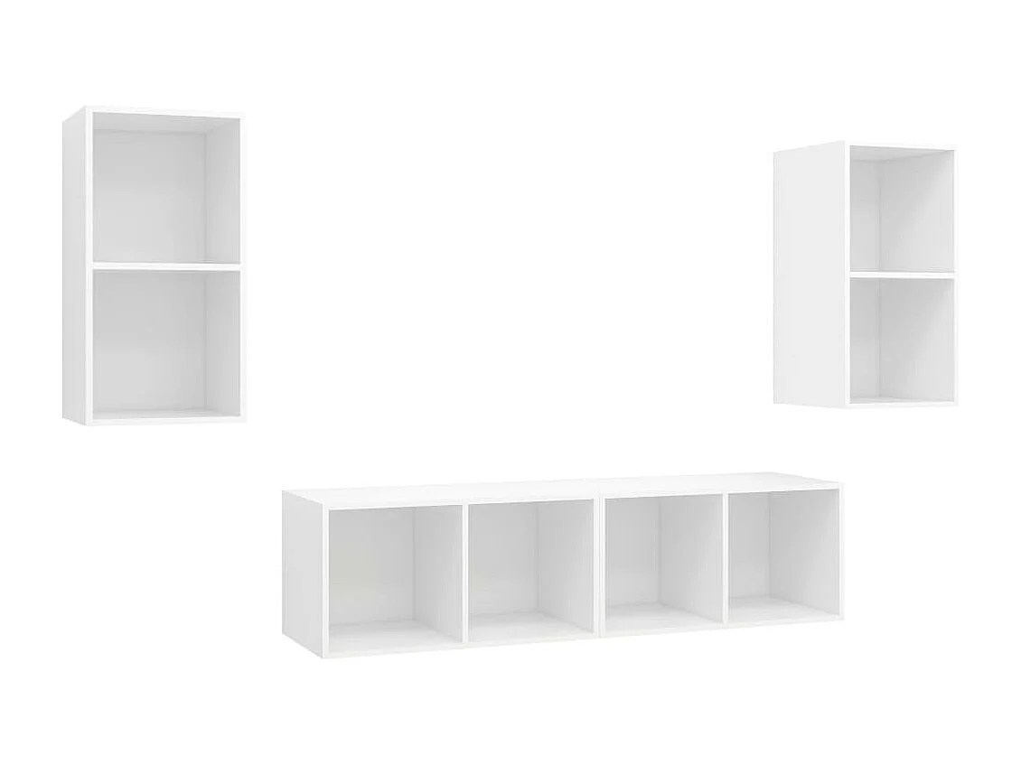 Meubles TV muraux 4 pcs Blanc Bois d'ingénierie