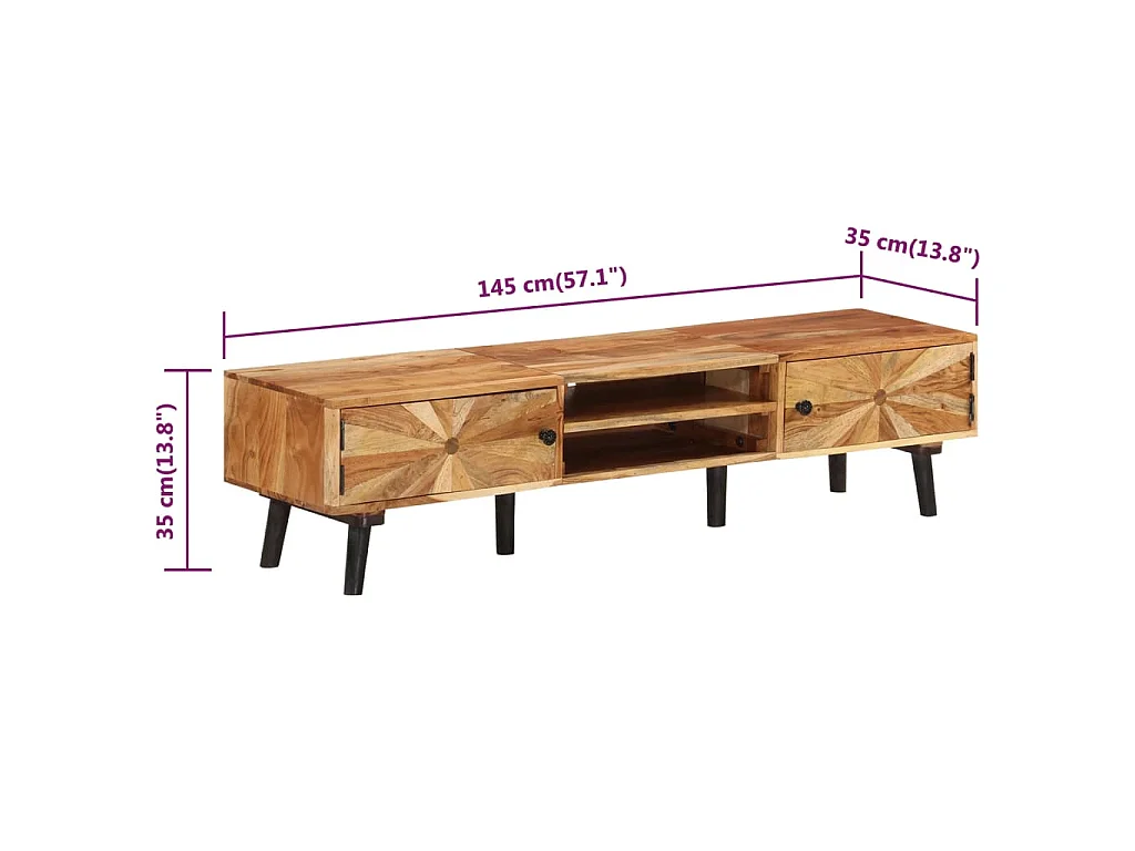Meuble TV 145x35x35 cm Bois d'acacia massif