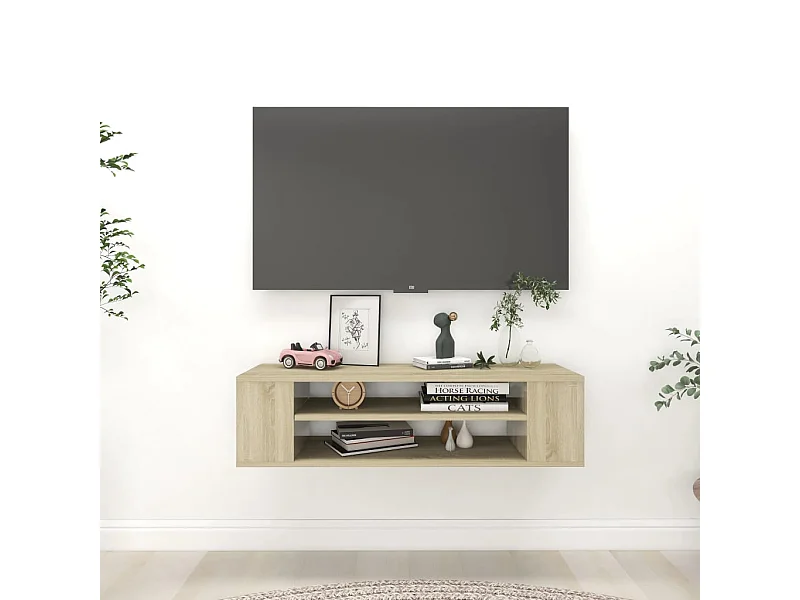 Mueble de TV colgante contrachapada roble Sonoma 100x30x26,5 cm