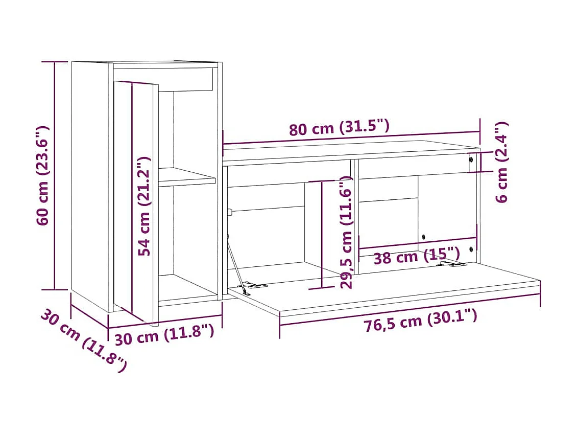 Meubles TV 2 pcs Bois massif de pin