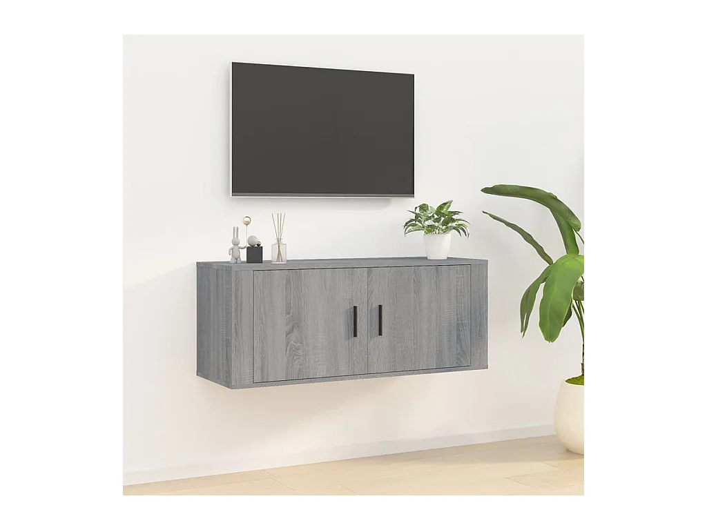 Meuble TV mural Sonoma gris 100x34,5x40 cm