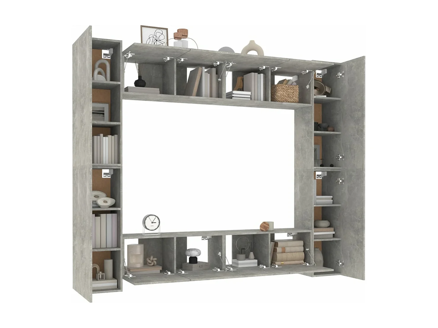 8-delige Tv-meubelset bewerkt hout betongrijs