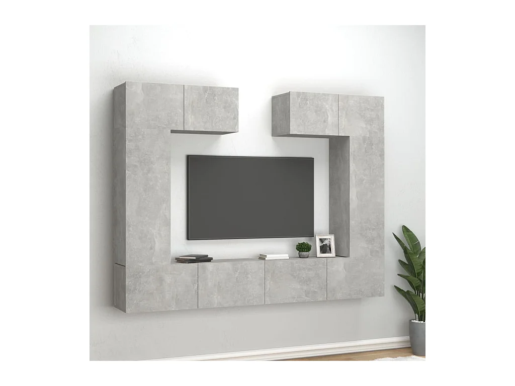 6-tlg. TV-Schrank-Set Betongrau Holzwerkstoff