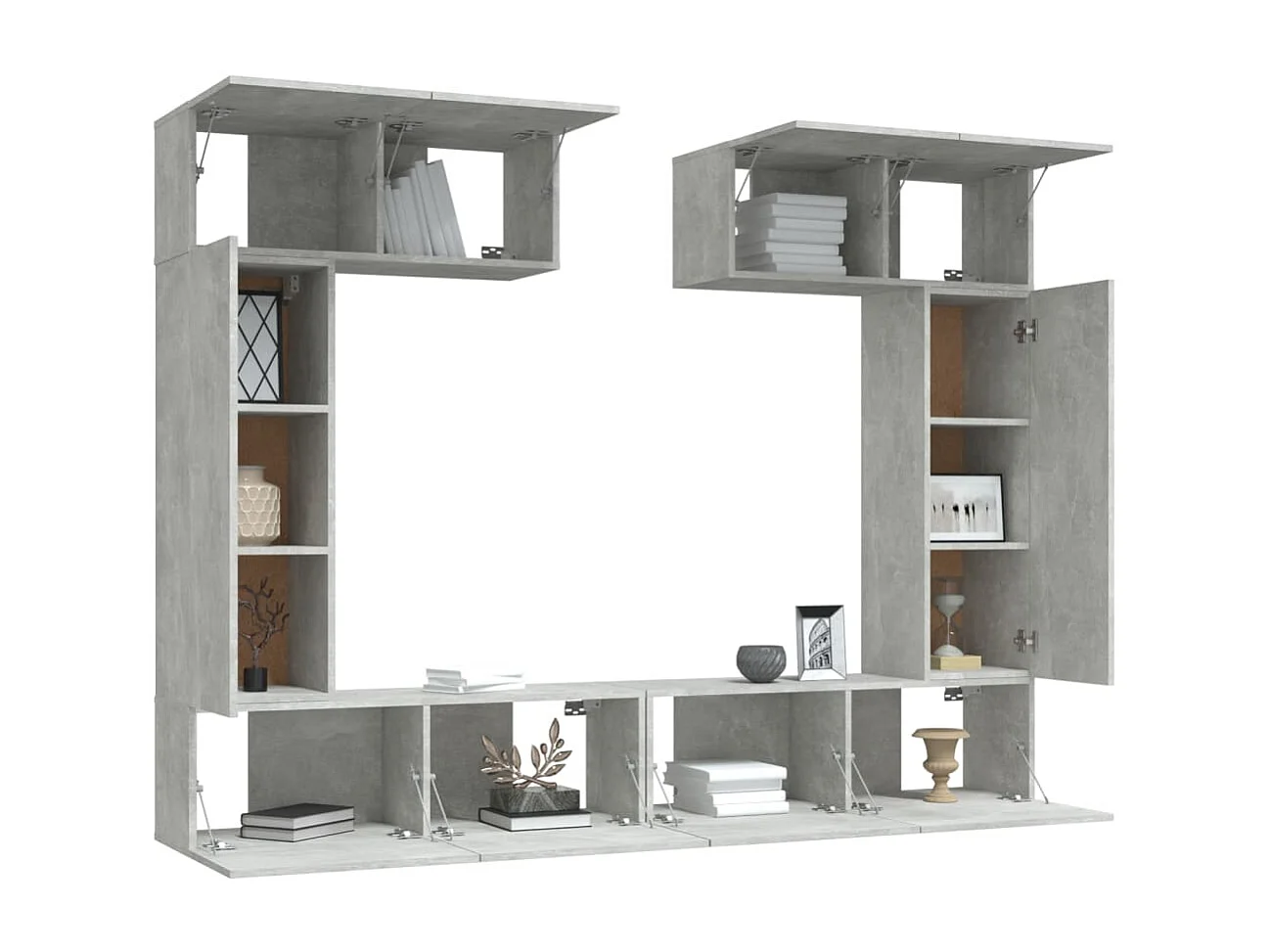 Ensemble de meubles TV 6 pcs Gris béton Bois d'ingénierie