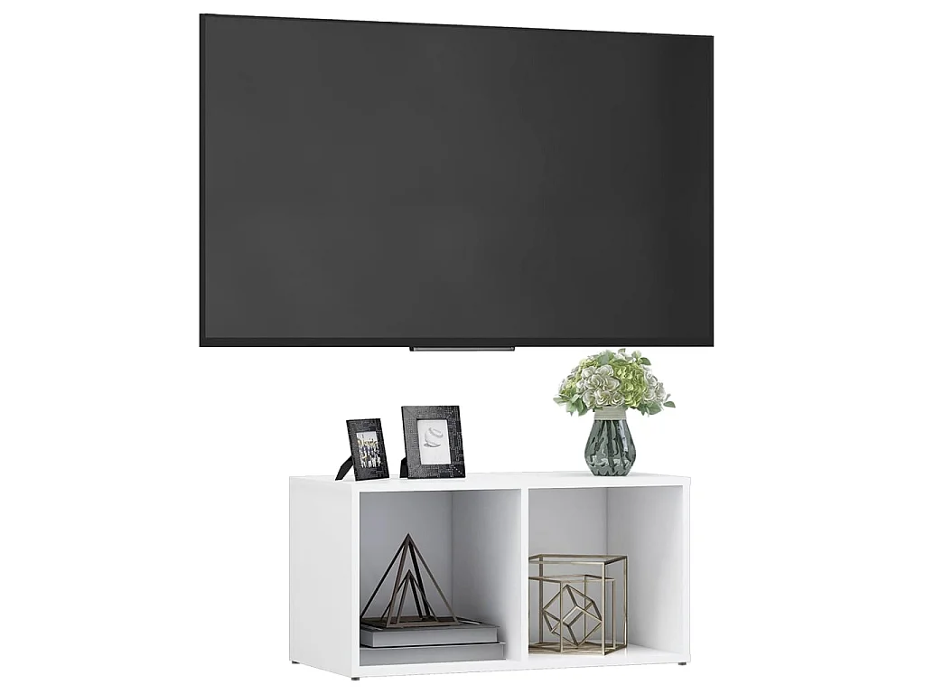 Meuble TV blanc 72x35x36,5 cm bois d’ingénierie