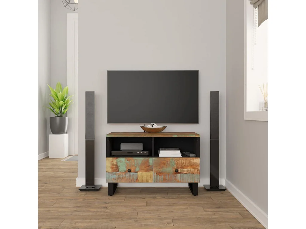 Meuble TV 70x33x46 cm Bois massif de récupération
