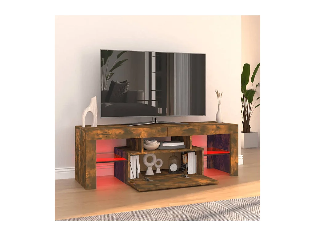 TV-Schrank mit LED-Leuchten Räuchereiche 120x35x40 cm