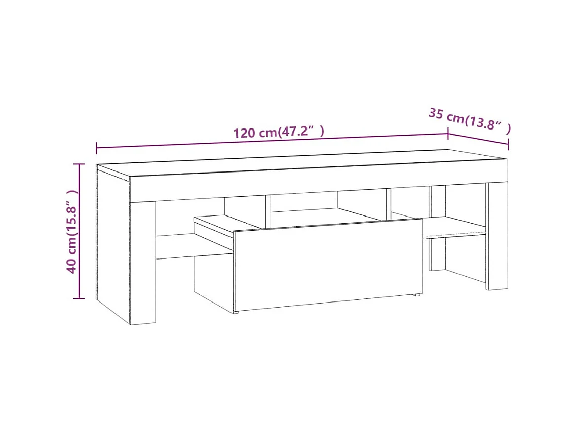 TV-Schrank mit LED-Leuchten Räuchereiche 120x35x40 cm
