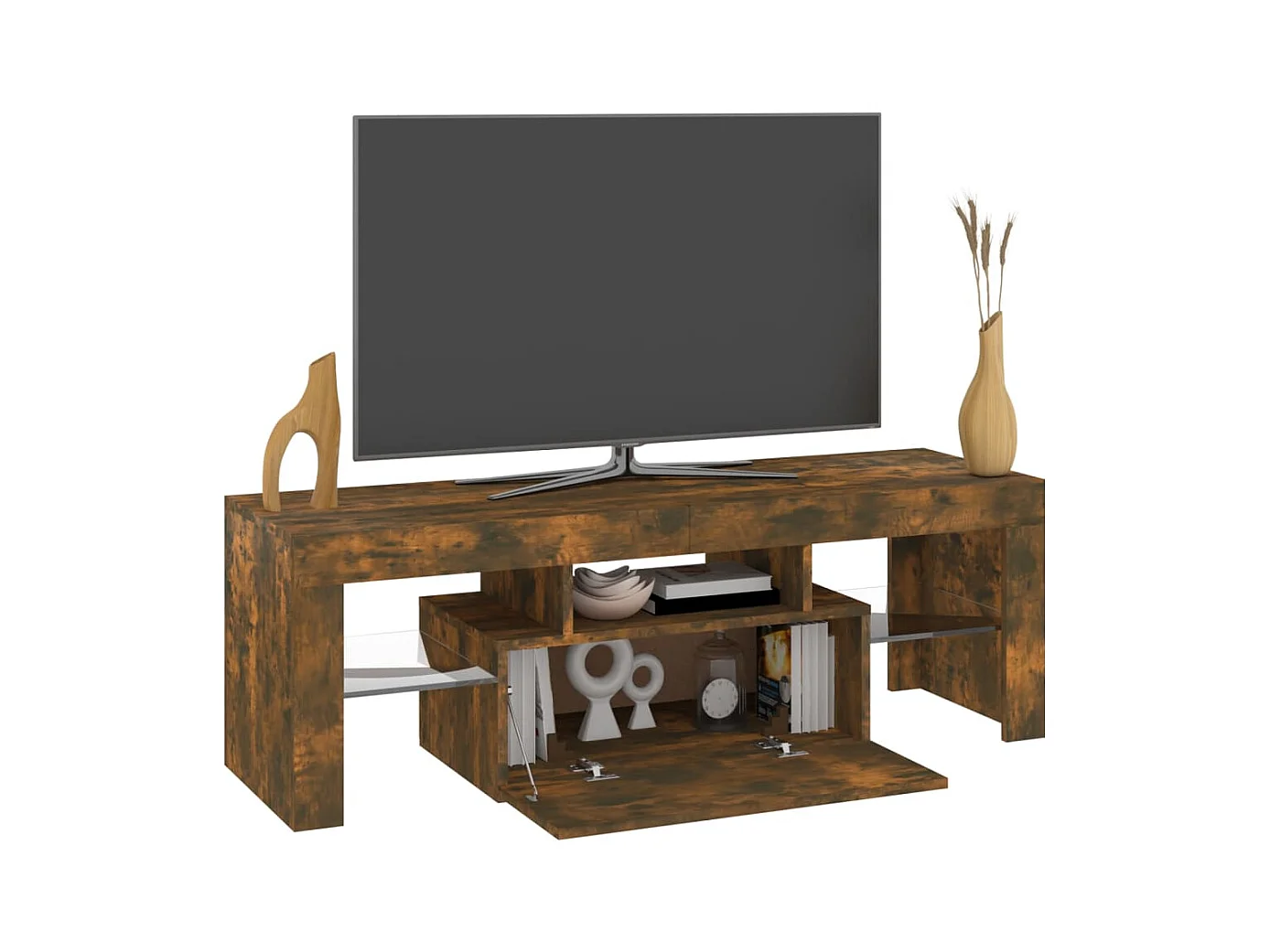 TV-Schrank mit LED-Leuchten Räuchereiche 120x35x40 cm