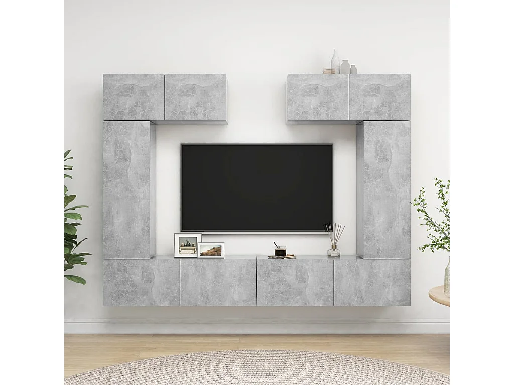 Ensemble de meubles TV 6 pcs Gris béton Bois d'ingénierie