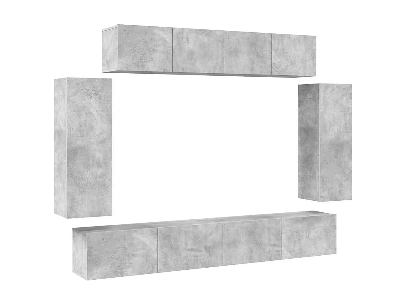 Ensemble de meubles TV 6 pcs Gris béton Bois d'ingénierie