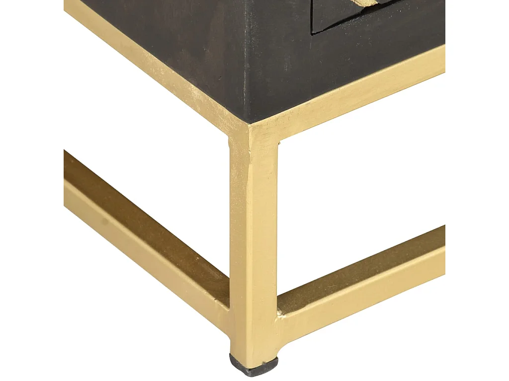 Móvel de TV 120x30x40 cm mangueira maciça preto e dourado
