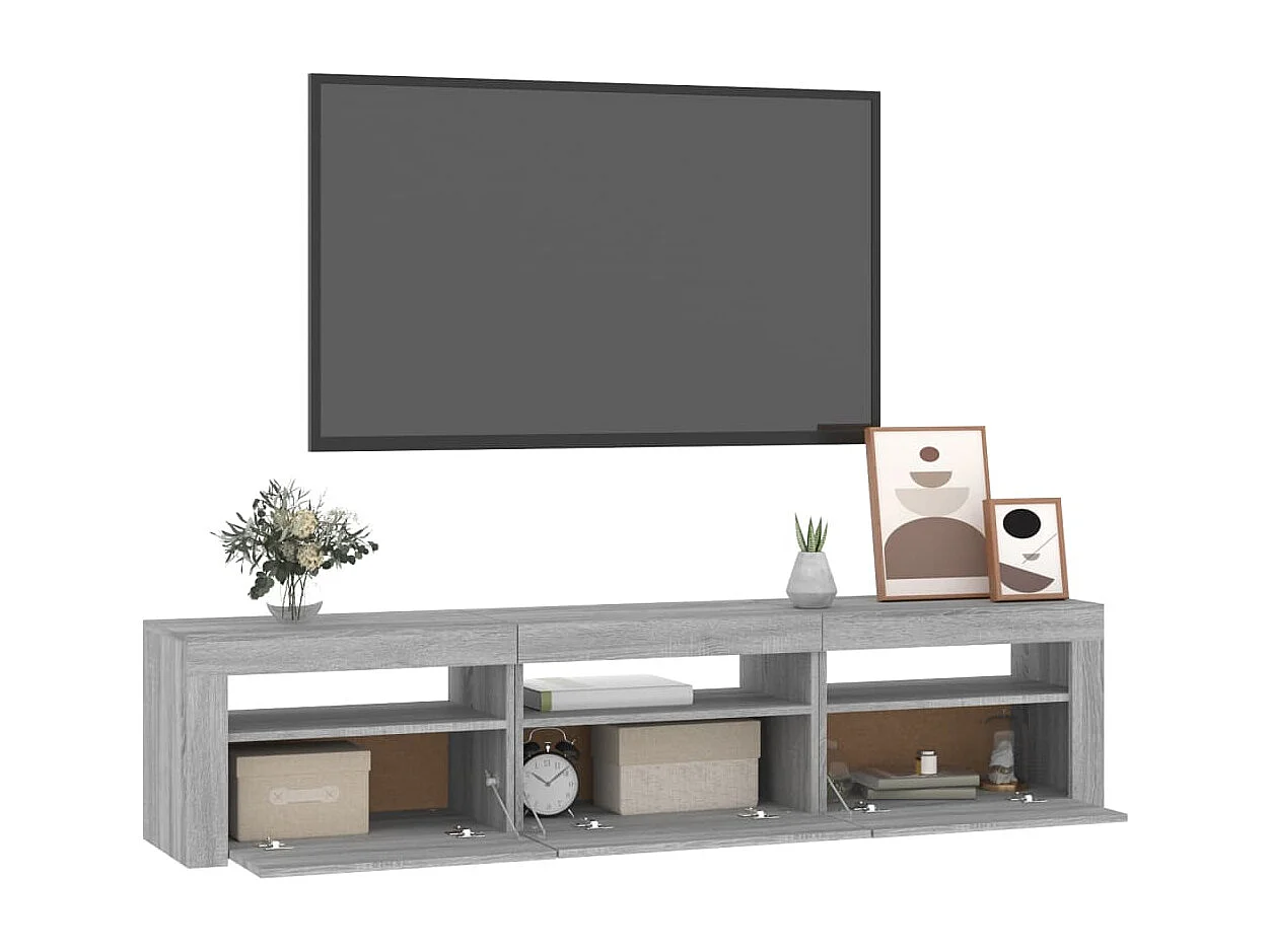Meuble TV avec lumières LED Sonoma gris 180x35x40 cm