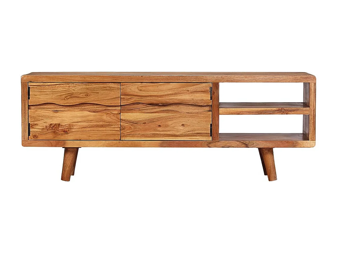 Tv-meubel met bewerkte deuren 117x30x40 cm massief acaciahout